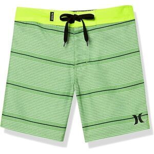 Hurley Boys' Flash Lime Green Stripe Surf Board Shorts Size 18/29
